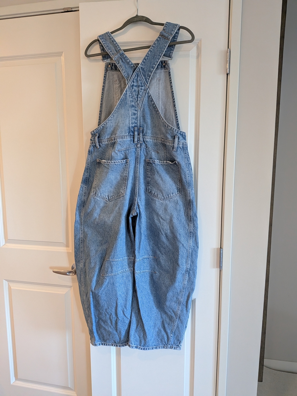 We The Free light blue denim Barrel Leg overalls - Picture 3 of 8